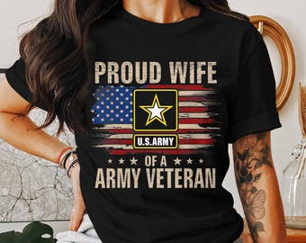 T-shirt trotse vrouw van legerveteraan: T-shirt patriottische militaire vrouw