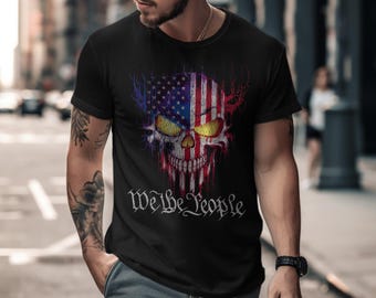 Vintage American Flag Skull T-Shirt: Patriotic Graphic Tee