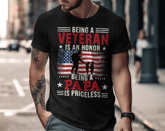 Veteran Papa T-Shirt: Patriotic Gift for Veteran Dad