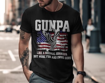Funny Gunpa T-Shirt: Patriotic Eagle American Flag Grandpa Gift