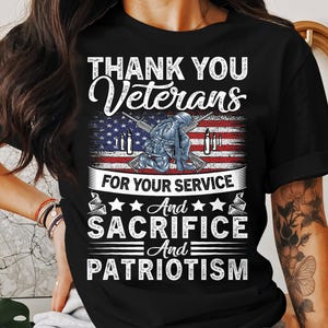 Thank You Veterans T-Shirt: Patriotic Soldier American Flag Tee