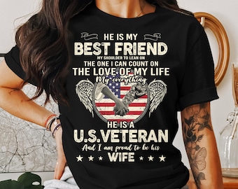 Camiseta de esposa veterana: camiseta patriótica con la bandera estadounidense
