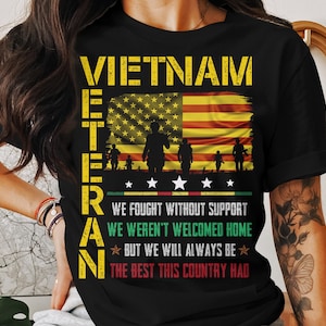 Vietnam Veteran Tribute T-Shirt: US & Vietnam Flag Design