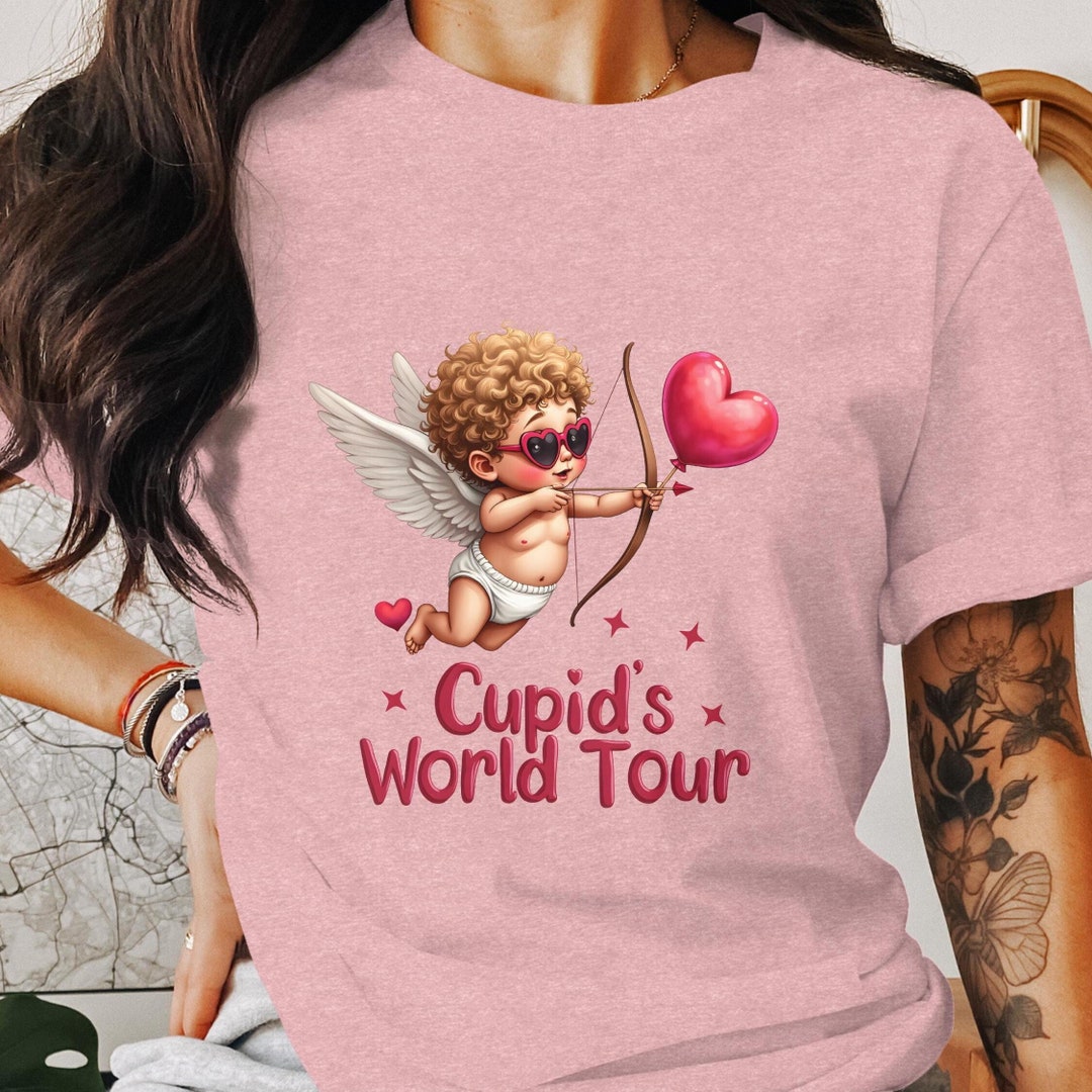 Cute Funny Cupid's World Tour Graphic Tee for Valentine's Day, Adorable ...