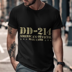 Camiseta DD-214, cartão oficial da América, camiseta patriótica, presente para veteranos militares, vestuário de orgulho de veteranos