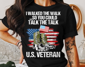 US Veteran T-Shirt: American Flag Boots, Military Pride Tee