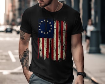 Vintage Distressed American Flag T-Shirt: Patriotic USA Tee
