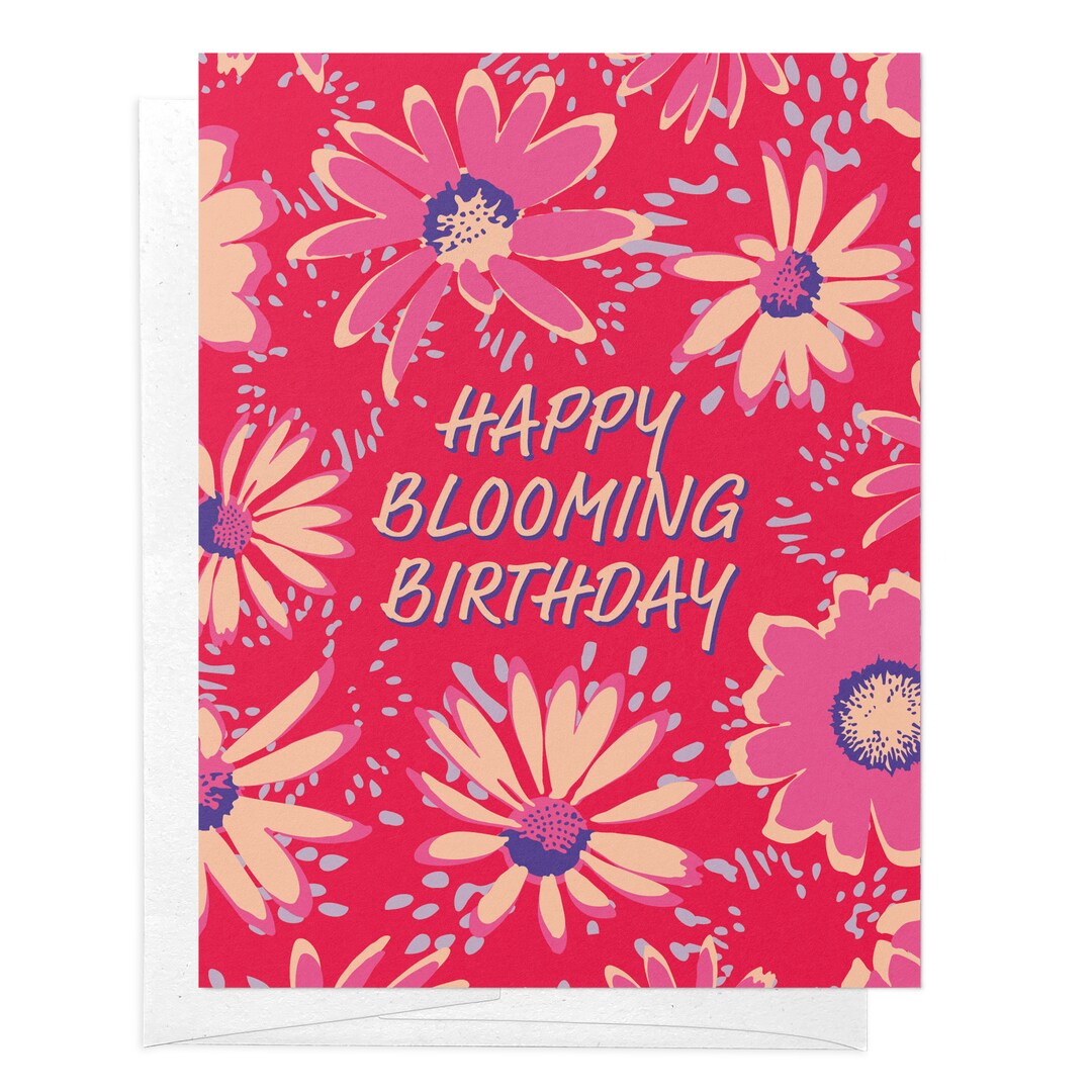 Happy Blooming Birthday Flower Greeting Card - Etsy