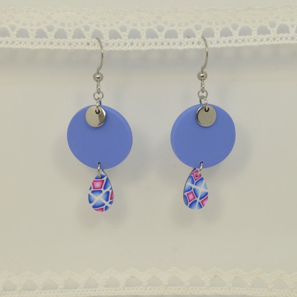 Boucles d'oreilles rondes en fimo (Pate polymère)