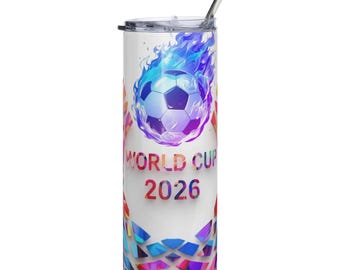 152] World 2026 Cup 20 oz Becher, Edelstahl, Reisebecher, Geschenke für Freund, Geschenke für Freundin
