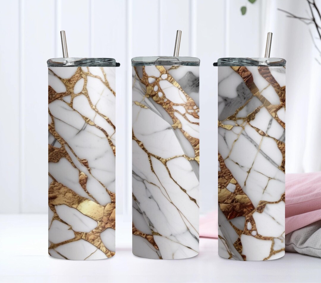 Gold Marble 20 Oz Skinny Tumbler Wrap Sublimation Design (PNG JPG PDF ...
