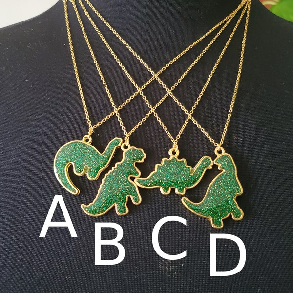 Green Glitter Dinosaur Necklace - CHOICE