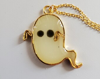 Glow-in-the-Dark Ghost Necklace - Ready to Ship! - Cute Ghost Pendant