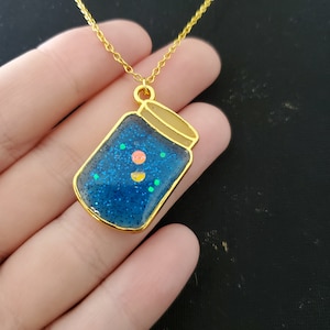 Handmade &#39;Jar of Fireflies&#39; Resin Necklace