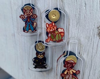 Lackadaisy bottle cats pin set