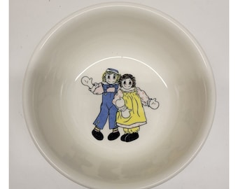 Raggedy Ann & Andy Vintage Ceramic Cereal Bowl 6"