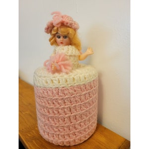 Toilet Paper Roll Cover, Handmade Crocheted Lady image 1