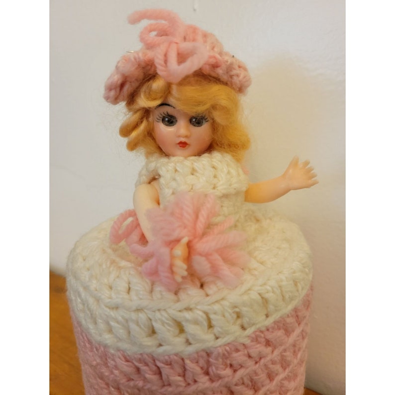 Toilet Paper Roll Cover, Handmade Crocheted Lady image 2