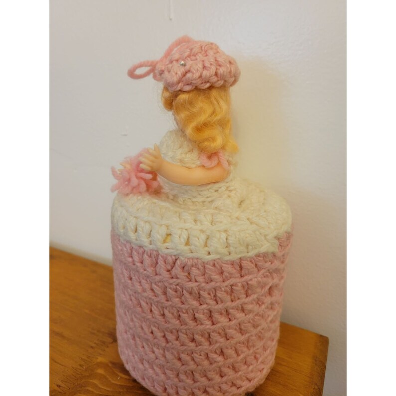 Toilet Paper Roll Cover, Handmade Crocheted Lady image 3