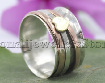 Heart Ring, 925 Sterling Silver Ring, Spinner Ring, Meditation Ring, Statement Ring, Boho Ring, Handmade Ring, Wedding Ring, Gift Ring