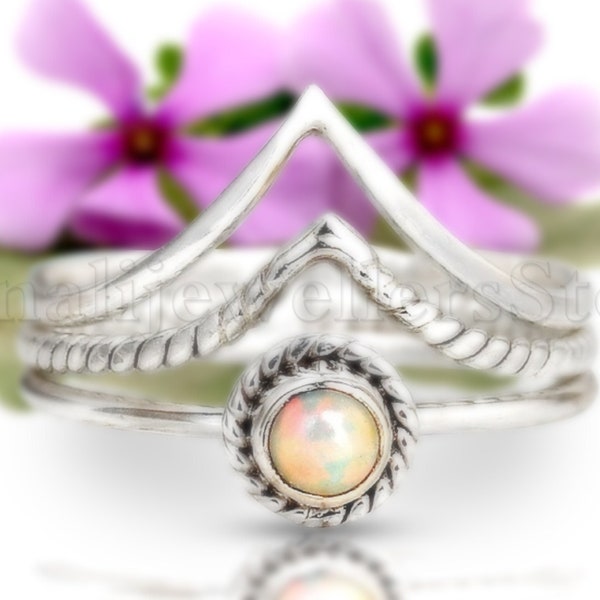 Ethiopian Opal Ring, 925 Sterling Silver Ring, Band Ring, Rope Ring, Natural Stone Ring, Statement Ring, Handmade Ring, Ring For Gift