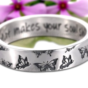 Butterfly Band Ring, 925 Silver Band Ring, Personalize Ring, Butterfly Ring, Engraved Band Ring, Handmade Ring, Gifts Jewelry, Gift for Her