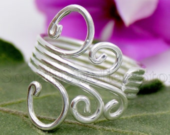 Silver Spiral Ring, 925 Sterling Silver Ring, Triple Spiral Ring, Adjustable Silver Ring, Silver Wire Ring, Handmade Ring, Wedding Gift Ring