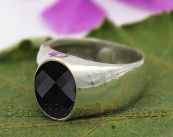 Black Onyx, 925 Sterling Silver, Silver Ring For Men, Statement Ring, Gift For Him, Promise Ring, Men’s Gemstone Jewelry, Handmade Ring