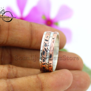 Special For Men's Wedding, Solid 925 Sterling Silver Band Ring, Handmade Ring, Gift For Men's, Copper Wire With oxidized Ring image 6