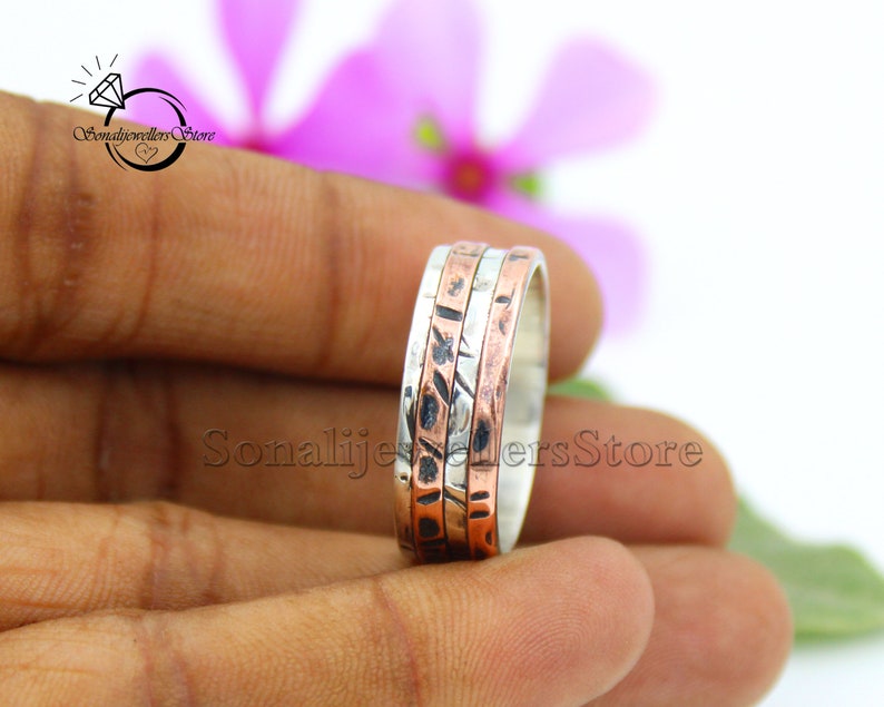 Special For Men's Wedding, Solid 925 Sterling Silver Band Ring, Handmade Ring, Gift For Men's, Copper Wire With oxidized Ring image 6