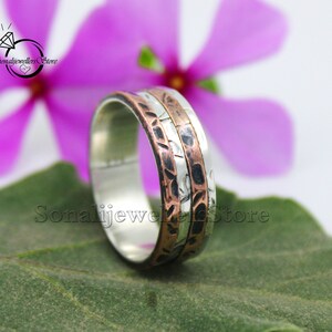 Special For Men's Wedding, Solid 925 Sterling Silver Band Ring, Handmade Ring, Gift For Men's, Copper Wire With oxidized Ring image 2