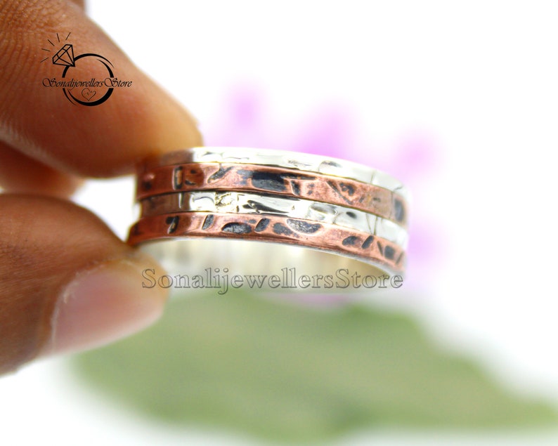 Special For Men's Wedding, Solid 925 Sterling Silver Band Ring, Handmade Ring, Gift For Men's, Copper Wire With oxidized Ring image 7