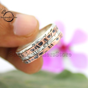 Special For Men's Wedding, Solid 925 Sterling Silver Band Ring, Handmade Ring, Gift For Men's, Copper Wire With oxidized Ring image 5