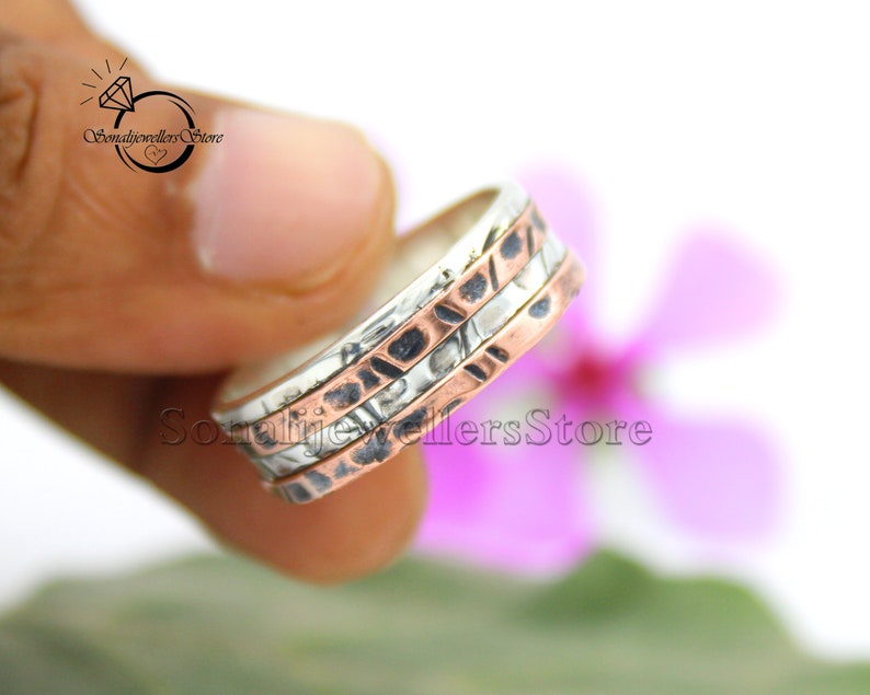 Special For Men's Wedding, Solid 925 Sterling Silver Band Ring, Handmade Ring, Gift For Men's, Copper Wire With oxidized Ring image 5