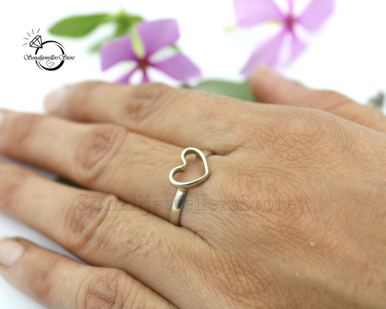 Heart Ring, 925 Sterling Silver, Dainty Heart Ring, Tiny Heart Ring, Minimal Heart Ring, Silver Heart Ring, Handmade Ring, Statement Ring image 7