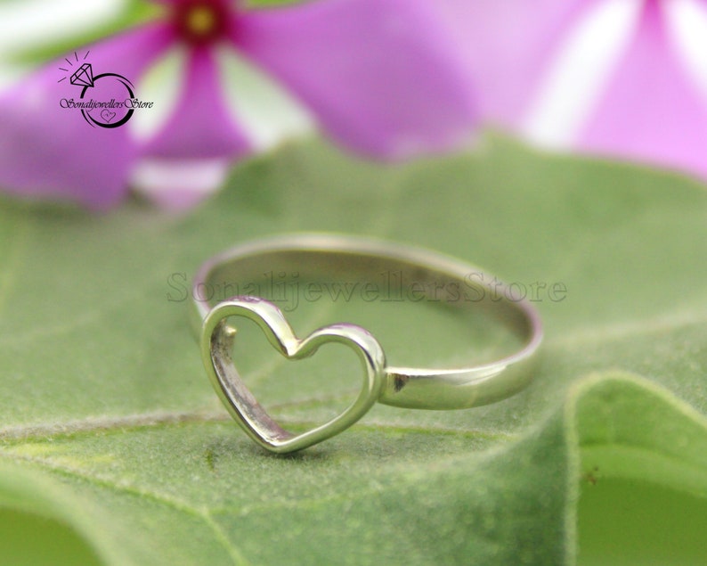 Heart Ring, 925 Sterling Silver, Dainty Heart Ring, Tiny Heart Ring, Minimal Heart Ring, Silver Heart Ring, Handmade Ring, Statement Ring image 2