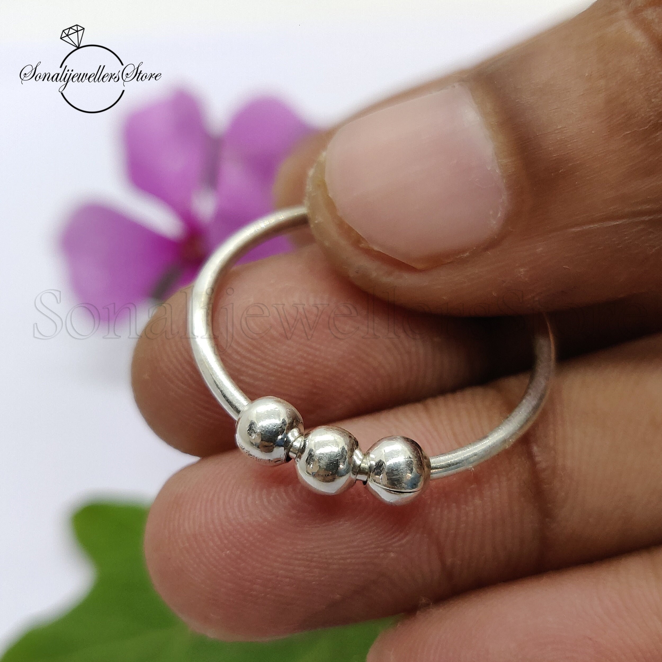 Pearl Ring Gift for her sterling silver anxiety ring,worry ring,Silver Anxiety Ring Spinner Anxiety Ring 925 Sterling Silver Orbit Ring