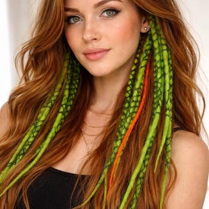 Green Peek-aboo Wool Dreadlocks