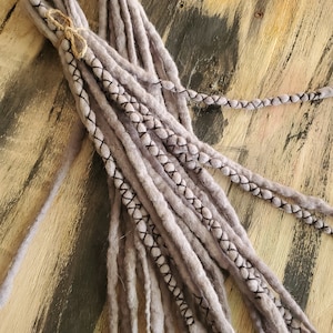 Dreadlocks doubles en laine grise - Fait main, de haute qualité