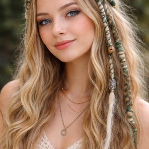 Hemp Dreadlock Headband with Feathers