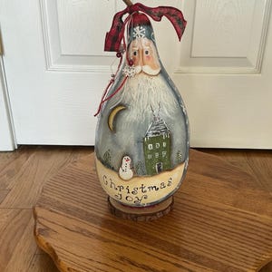 Hand Painted Gourd Santa Claus Christmas Joy