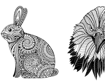 Animal mandala coloring page