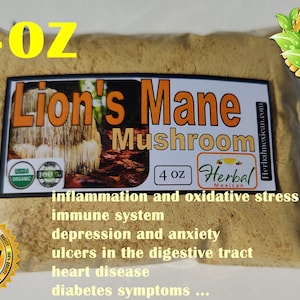 4 oz Lion&#39;s Mane Mushroom Powder (Hericium erinaceus) lions mane mushroom !!!