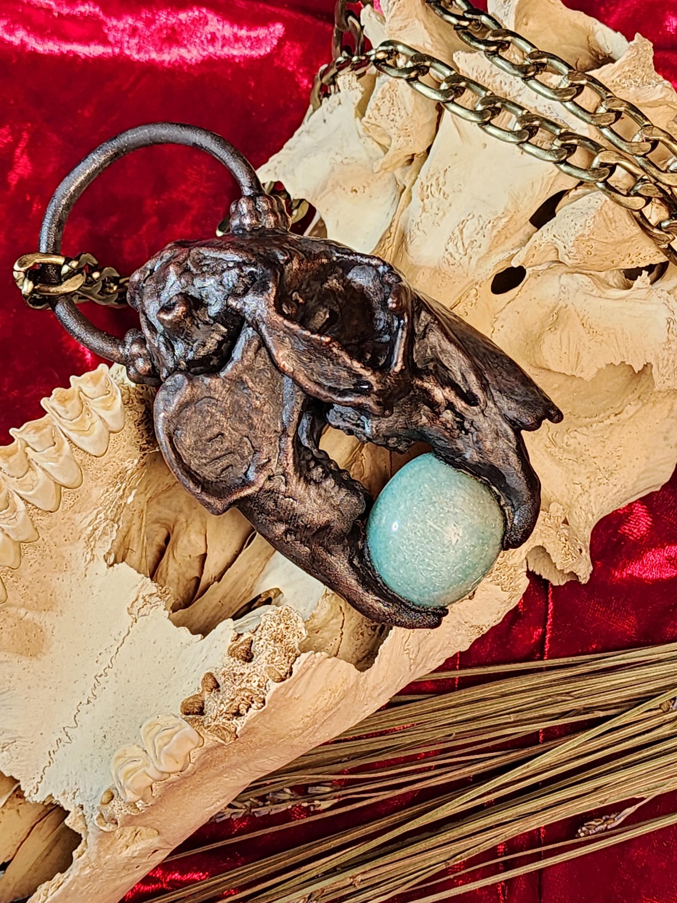 Ostara -real Rabbit Skull Necklace Plated in Copper With