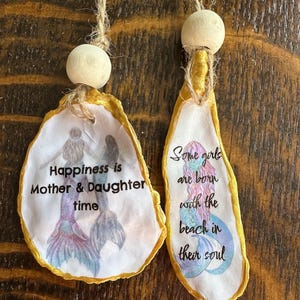 Pair of 2 Oyster Shell Ornaments: Beach ornaments, Coastal Decor, Christmas gift