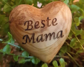 Herz "Beste Mama" aus Olivenholz
