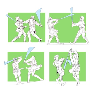 Obi-Wan vs Anakin Mustafar Fight Poses - Art Prints