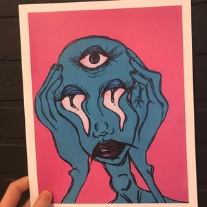 Psychedelic Portrait Trippy Acrylic Painting Print