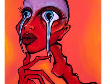 Psychedelic Portrait Trippy Acryl Gemälde Druck
