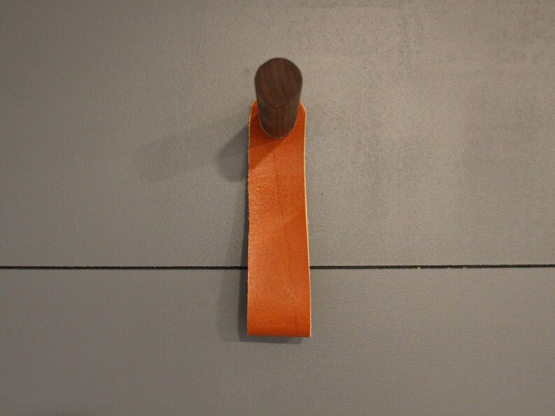 Leather Strap Walnut Oak or Maple Dowel Coat Hook/ Coat Etsy